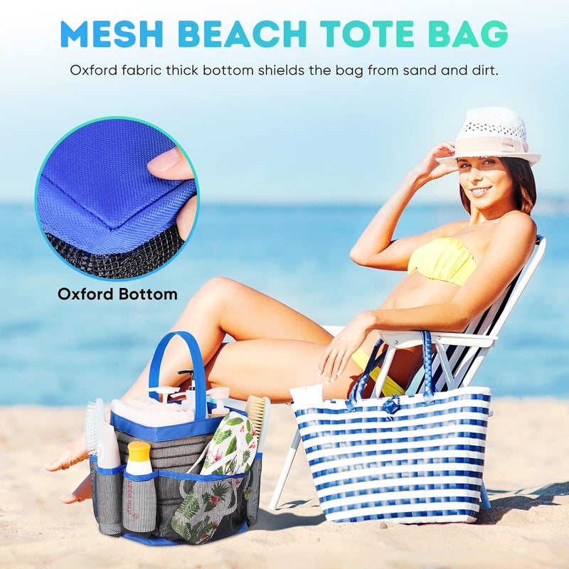 EUDELE Mesh Shower Caddy Portable for College Dorm Room Essentials,Portable Shower Caddy Dorm with 8-Pocket Large Capacity,Shower Bag for Beach,Swimming,Gym-Blue - Image 5